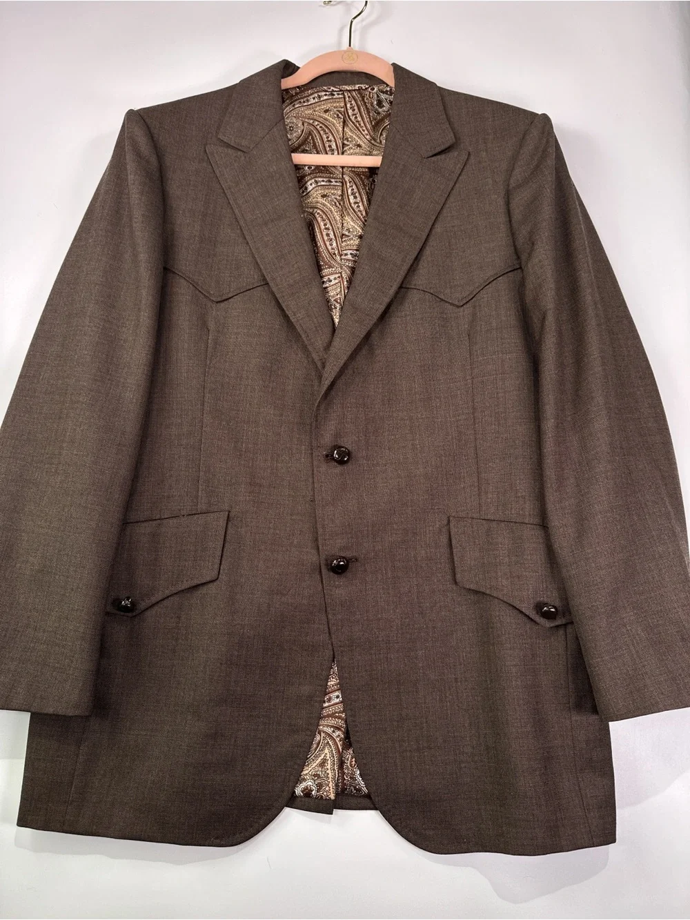 Simpson Clothes Vintage 1980 Western Wool Sport Coat Blazer Brown 40R